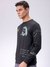 Men Black Regular Fit Placement Print Overhead-Crewneck Sweatshirts