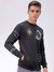 Men Black Regular Fit Placement Print Overhead-Crewneck Sweatshirts