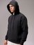 Men Black Regular Fit Solid Overhead Hooded Sweatshirt