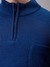 Men Navy Blue Oversized Textured Half Open High Neck Sweater Sweater