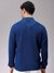 Men Navy Blue Oversized Textured Half Open High Neck Sweater Sweater