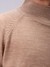 Men Khaki Relaxed Fit Solid High Neck Sweater