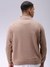 Men Khaki Relaxed Fit Solid High Neck Sweater