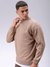 Men Khaki Relaxed Fit Solid High Neck Sweater