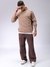 Men Khaki Relaxed Fit Solid High Neck Sweater