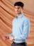 Men Teal Slim Fit Striped Formal Shirt