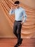 Men Teal Slim Fit Striped Formal Shirt