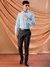 Men Teal Slim Fit Striped Formal Shirt