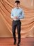 Men Teal Slim Fit Striped Formal Shirt