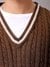 Men Brown Oversized Textured Sweater