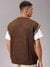 Men Brown Oversized Textured Sweater