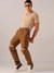 Men Coffee Brown Relaxed Fit Convertible Solid Cargos
