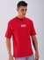 Men Red Boxy Oversized Graphic Back Print T-Shirt