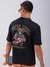 Men Black Boxy Oversized Graphic Back Print T-Shirt
