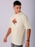Men Beige Oversized Back Print Crew Neck T-Shirt