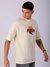 Men Beige Oversized Back Print Crew Neck T-Shirt