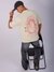 Men Beige Oversized Back Print Crew Neck T-Shirt