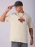 Men Beige Oversized Back Print Crew Neck T-Shirt