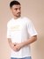 Men White Oversized Boxy Fit Graphic Back Print T-Shirt