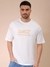 Men White Oversized Boxy Fit Graphic Back Print T-Shirt