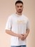 Men White Oversized Boxy Fit Graphic Back Print T-Shirt