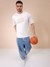 Men White Oversized Boxy Fit Graphic Back Print T-Shirt