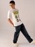 Men White Oversized Back Print Crew Neck T-Shirt
