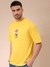 Men Yellow Oversized Boxy Fit Graphic Back Print T-Shirt