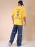Men Yellow Oversized Boxy Fit Graphic Back Print T-Shirt