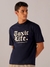 Men Navy Blue Oversized Back Print Crew Neck T-Shirt