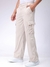 Men White Baggy Fit Textured Streetwear Cargo