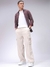 Men White Baggy Fit Textured Streetwear Cargo