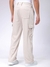 Men White Baggy Fit Textured Streetwear Cargo