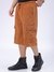 Brown Loose Textured Utility Cargo Shorts