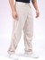 Men White Baggy Tapered Fit Textured Joggers