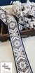 Thread Embroidered Flower & Leaves Dark Blue Trim