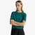 Woman Green Short Sleeve Sweater In Pure Merino Wool