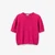 Woman Fuchsia Short Sleeve Sweater In Pure Merino Wool