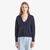 Woman Dark Blue V-Neck Sweater In Pure Merino Wool