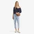 Woman Dark Blue V-Neck Sweater In Pure Merino Wool
