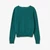 Woman Green V-Neck Sweater In Pure Merino Wool
