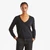 Woman Black V-Neck Sweater In Pure Merino Wool