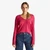 Woman Fuchsia V-Neck Sweater In Pure Merino Wool