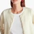 Woman Cream Crew Neck Cardigan In Pure Merino Wool