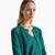 Woman Green Crew Neck Cardigan In Pure Merino Wool