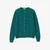 Woman Green Crew Neck Cardigan In Pure Merino Wool