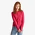 Woman Fuchsia Crew Neck Cardigan In Pure Merino Wool