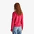 Woman Fuchsia Crew Neck Cardigan In Pure Merino Wool