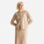 Woman Beige Crew Neck Cardigan In Pure Merino Wool