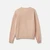 Woman Beige Crew Neck Cardigan In Pure Merino Wool